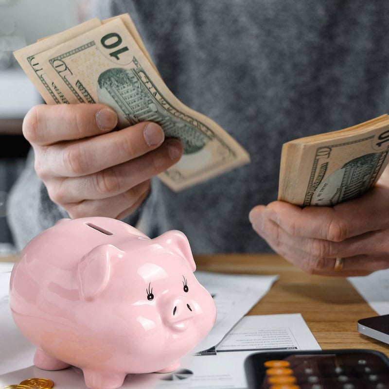 PIG WORLD 7" Piggy Bank for Adults,Money Bank,Ceramics Alcancias De Dinero para Adultos NiÃ±os,Girls Piggy Bank for Boys,Coin Bank,Modern Home Decor Living Room - Image 4